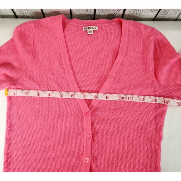 Merona Women's Cardigan Favorite Knit Textured Pink Sweater Size M - Picture 7 of 16